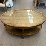 Theodore Alexander Eglomise Jewel of Venice Gilt Oval Cocktail Table 48x32x21