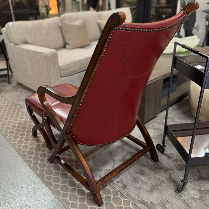 Havannah Faux Leather & Wood Arm Chair & Ottoman 24x29x43