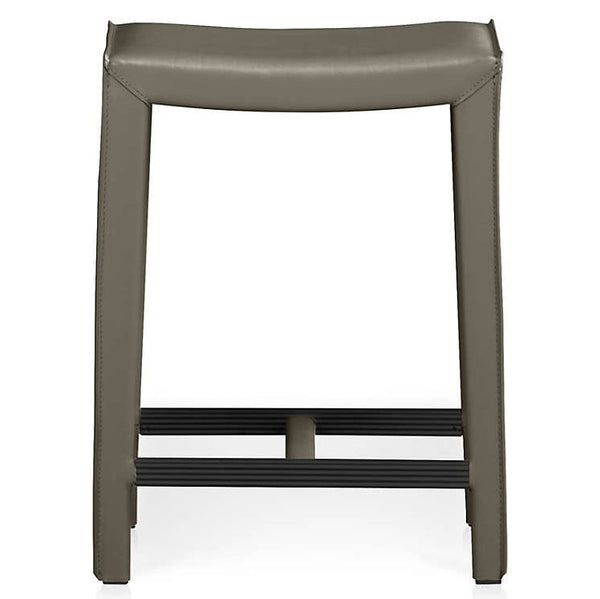 SET/6 Crate & Barrel 24" Folio Stone Leather Barstools 17.5x13.5x24
