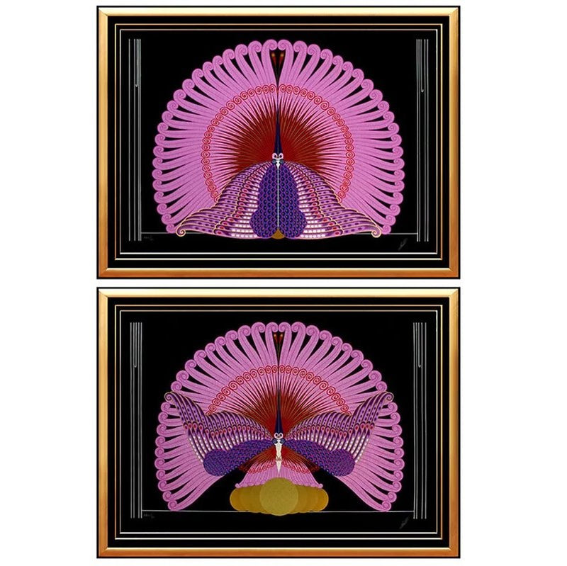 REDUCED! PAIR S/N Erte "Phoenix" Suite Original Serigraphs W/COA 47x37