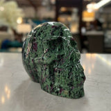 Ruby Zosite Skull Sculpture 5.25"H, 8.1 Lbs