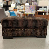 Robert Michael Velvet Ottoman W/Nailhead Trim 40x40x18