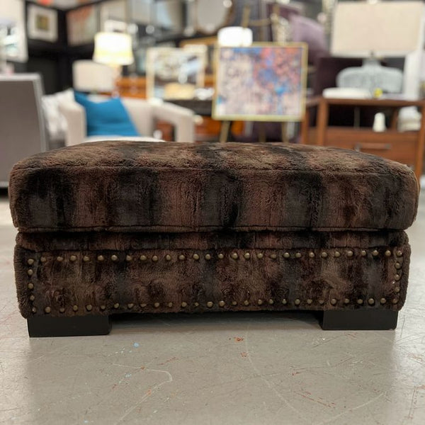 Robert Michael Velvet Ottoman W/Nailhead Trim 40x40x18
