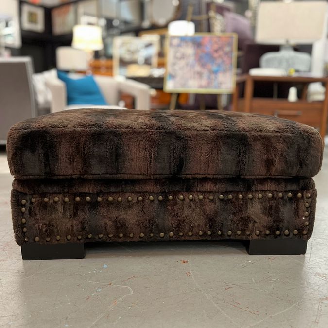 Robert Michael Velvet Ottoman W/Nailhead Trim 40x40x18
