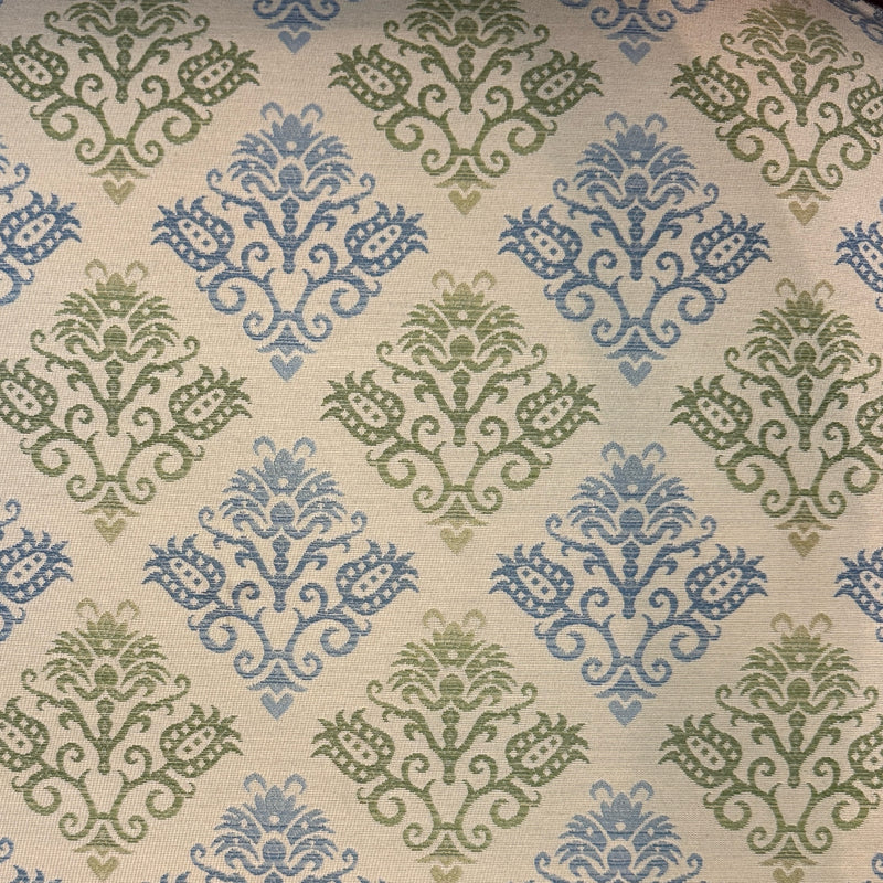 Blue & Green Upholstered Queen Anne Arm Chair 27x26.5x39