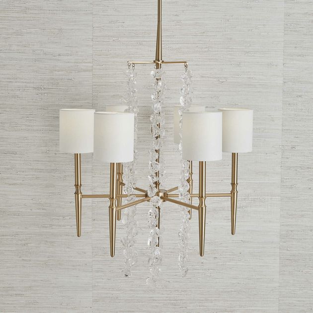 Uttermost Waterfall 6-Lt Chandelier 37Hx28D w/42" Sectioned Rods