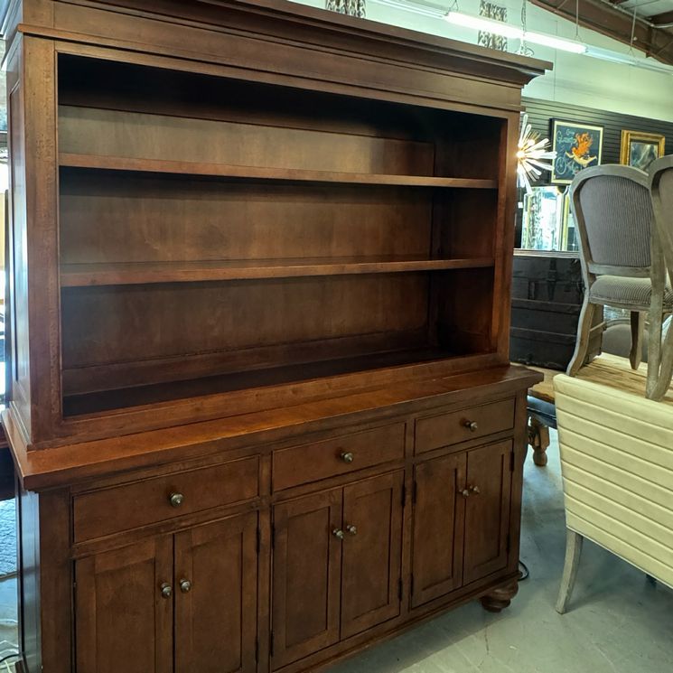 Solid Wood 2-Pc Credenza W/Hutch 74x19x84