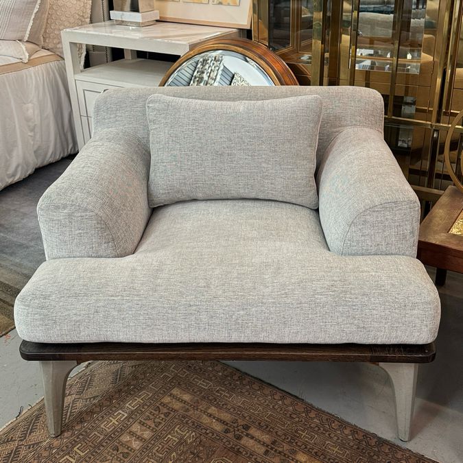 PAIR District Eight Salk Armchairs Charred Black Oak W/Concrete Acid Legs Paloma