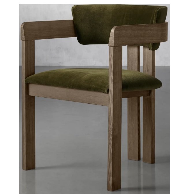 SET/4 Arhaus Rodin Vance Olive Arm Chairs 22x22x29.25