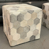 Surya Cowhide Cube Ottoman 18x18x18
