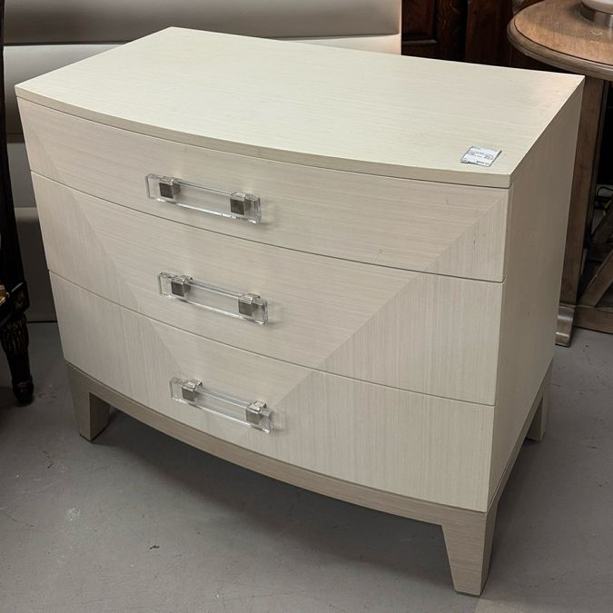Bernhardt Axiom 3 Drawer Cream Nightstand W/Lucite Handles 34x19x30