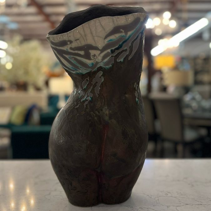 Signed Nude Raku Sculpture by Martin 17"H