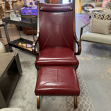 Havannah Faux Leather & Wood Arm Chair & Ottoman 24x29x43