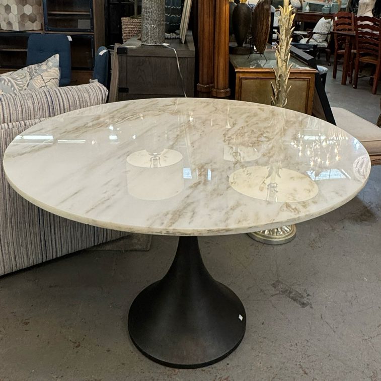 Gabby Cortez White Marble Top/Metal Base Tulip Table 48" DiaX31.5"H