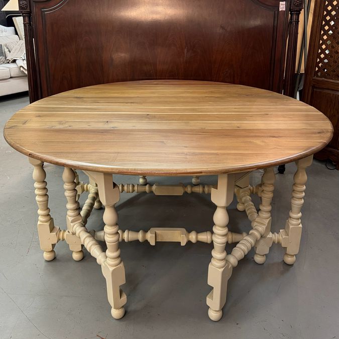 Antiqued Walnut Dbl Gate Leg Table 24"W to 62"D x 30"H