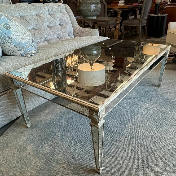 Country French Mirrored Coffee Table 52x30x18.5