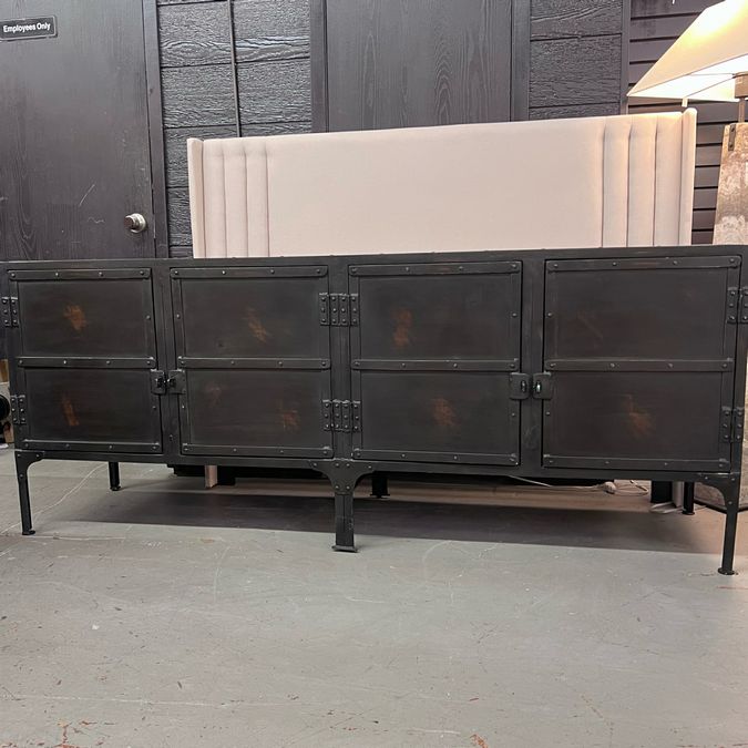 Butler Owen Industrial Chic 4-Door Metal Console Cabinet 76x20x31