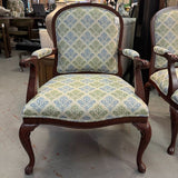 Blue & Green Upholstered Queen Anne Arm Chair 27x26.5x39