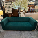 Traditional Channel Chesterfield Emerald Sofa 85x33.5x27