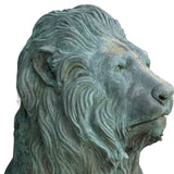 PAIR Gorgeous 350lb Life-Size Patinaed Bronze Lions 44"Hx20"Wx42"L