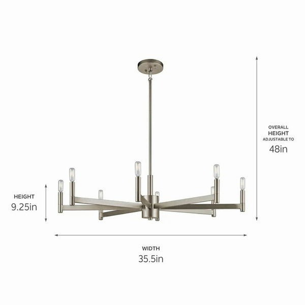 Kichler Erzo 8-Lt Satin Nickel Chandelier 36"Dia 9.25"H