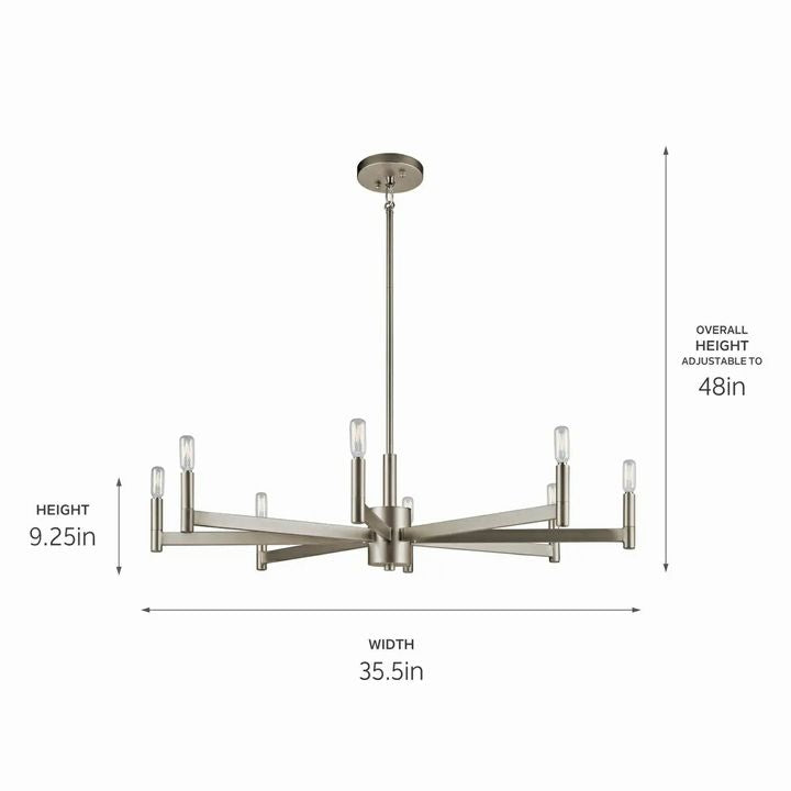 Kichler Erzo 8-Lt Satin Nickel Chandelier 36"Dia 9.25"H
