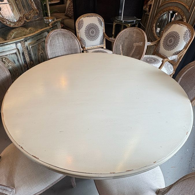 60" Bernhardt Mirabelle Dining Table W/6 Rest. Hardware French Cane Back Chairs
