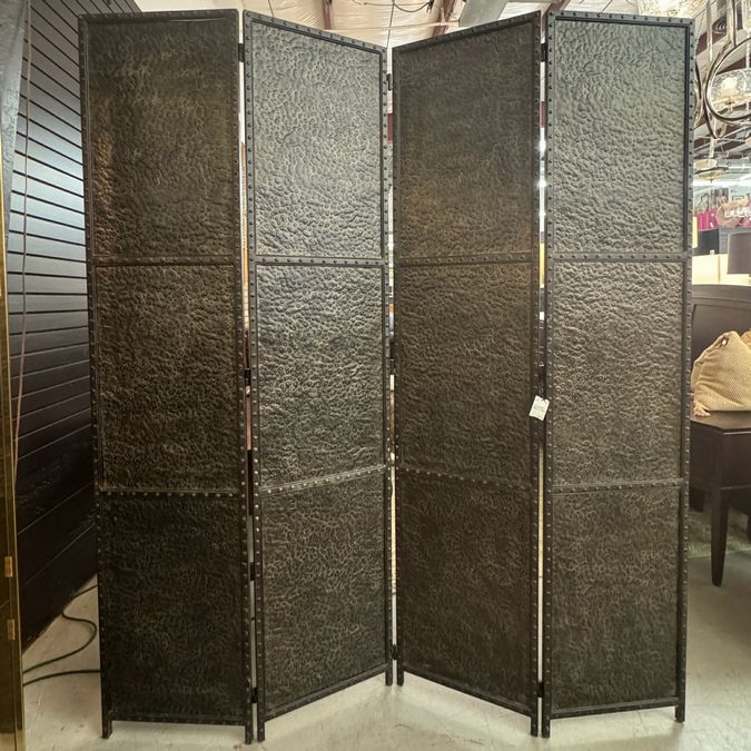 Solid Hammered Metal 4-Panel Room Divider 72x84