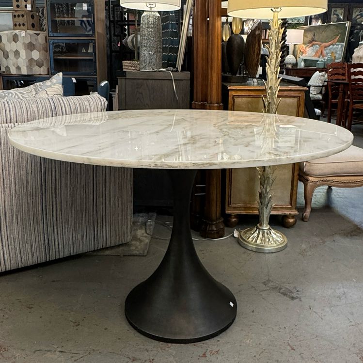 Gabby Cortez White Marble Top/Metal Base Tulip Table 48" DiaX31.5"H