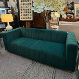 Traditional Channel Chesterfield Emerald Sofa 85x33.5x27