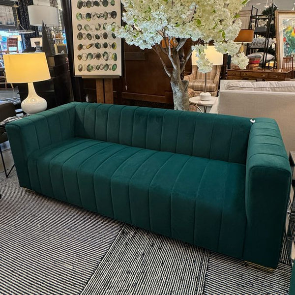 Traditional Channel Chesterfield Emerald Sofa 85x33.5x27