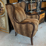 PAIR Highland House Leopard Wingback Chairs 28x34x40