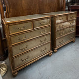 PAIR Theodore Alexander Eglomise Gilt & Silver Chests 33x19x35.5