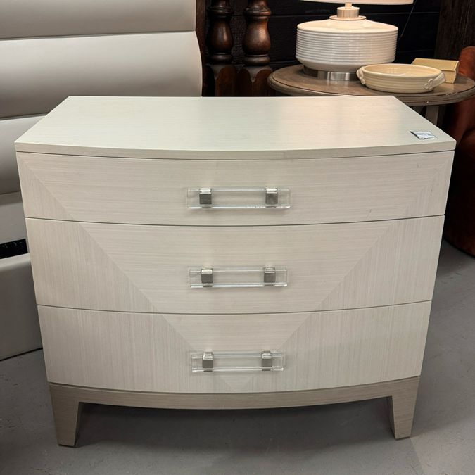 Bernhardt Axiom 3 Drawer Cream Nightstand W/Lucite Handles 34x19x30