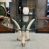 Vintage Lucite Tusk Table W/48" Round Glass 28.5"H