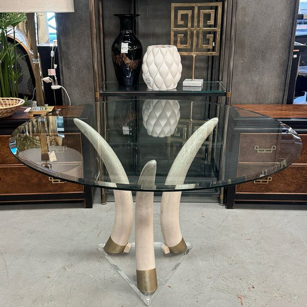 Vintage Lucite Tusk Table W/48" Round Glass 28.5"H
