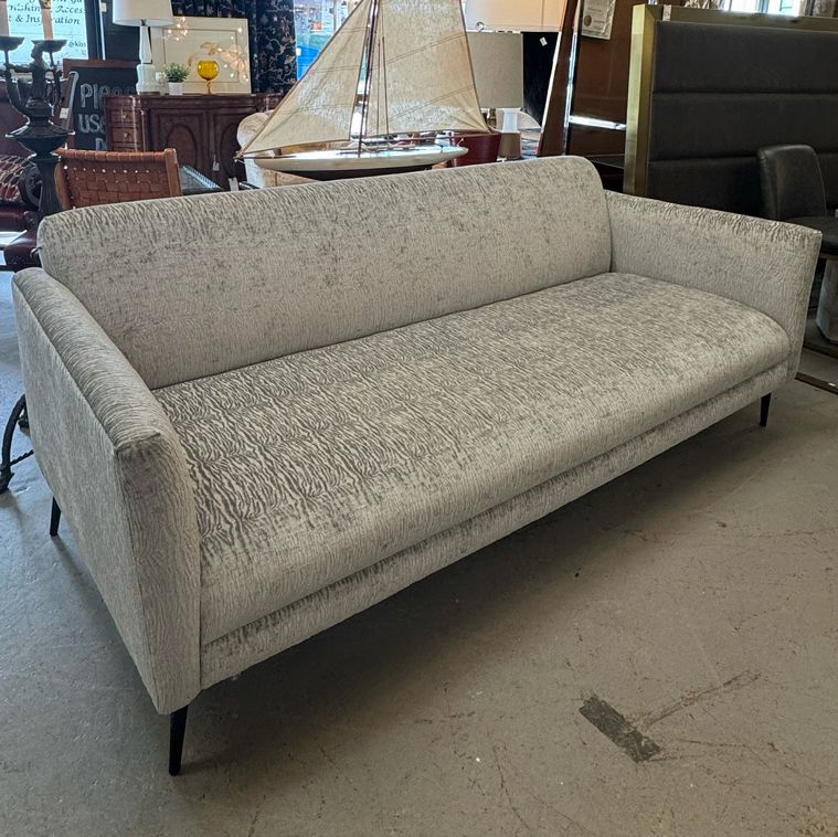 NEW Custom Gray Subtle Zebra Sofa W/Retro Lines 87x36x33