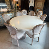 60" Bernhardt Mirabelle Dining Table W/6 Rest. Hardware French Cane Back Chairs