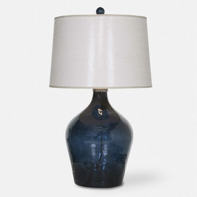27104 Lamone Blue Glass Table Lamp 31"H