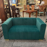 Traditional Channel Chesterfield Emerald Loveseat 60x33.5x27