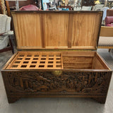 Early 19thC Chinese Carved Camphor Chest by The Original Majestic Co. Hong Kong