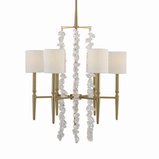 Uttermost Waterfall 6-Lt Chandelier 37Hx28D w/42" Sectioned Rods