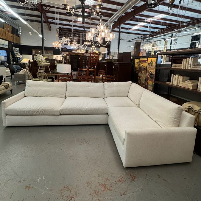 Arhaus Kipton Lg Plush Linen Nomad Snow 3-Pc Sectional 135X88x44D; 159" Dia
