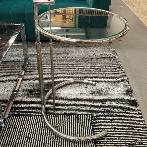 Tubular Steel Table in the Style of Eileen Gray 20"Dia X 21-26"H
