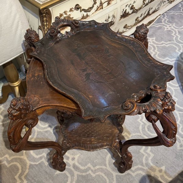 18th Century Carved Baroque Tray Table 27x20x27