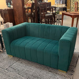 Traditional Channel Chesterfield Emerald Loveseat 60x33.5x27