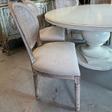 60" Bernhardt Mirabelle Dining Table W/6 Rest. Hardware French Cane Back Chairs