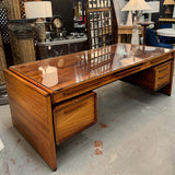 Mid-Century Danish Chief Desk W/Glass Top By Svend Drylund 82"Wx37.5"Dx29"H