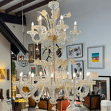 Vintage 18-Light Italian Murano Glass Chandelier 50"Dx69/96"H