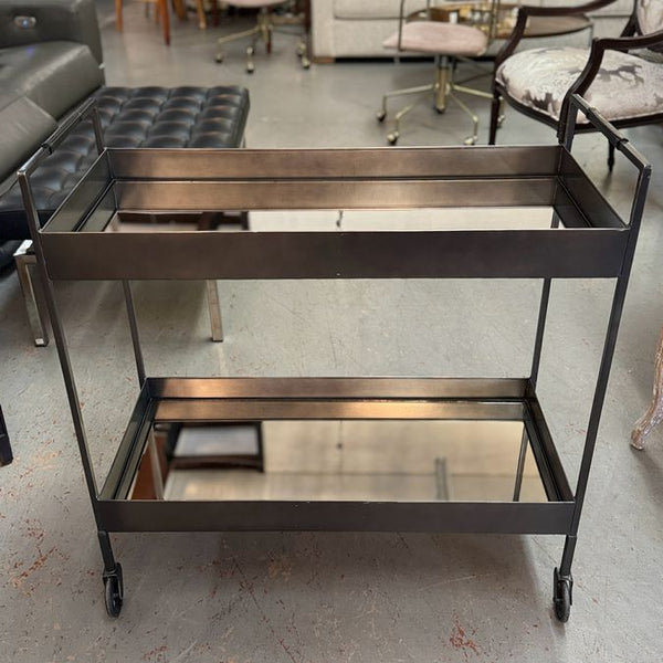 Crate & Barrel Libations Carbon Bar Cart 33x14x34 AS IS